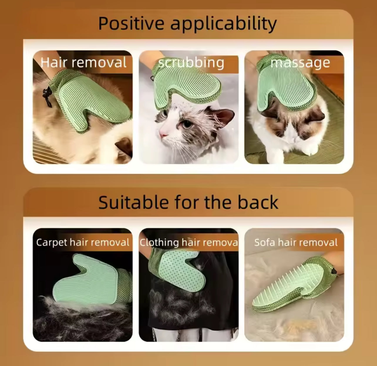 Silicone Massage Gloves and Pet Hair Removal Brushes